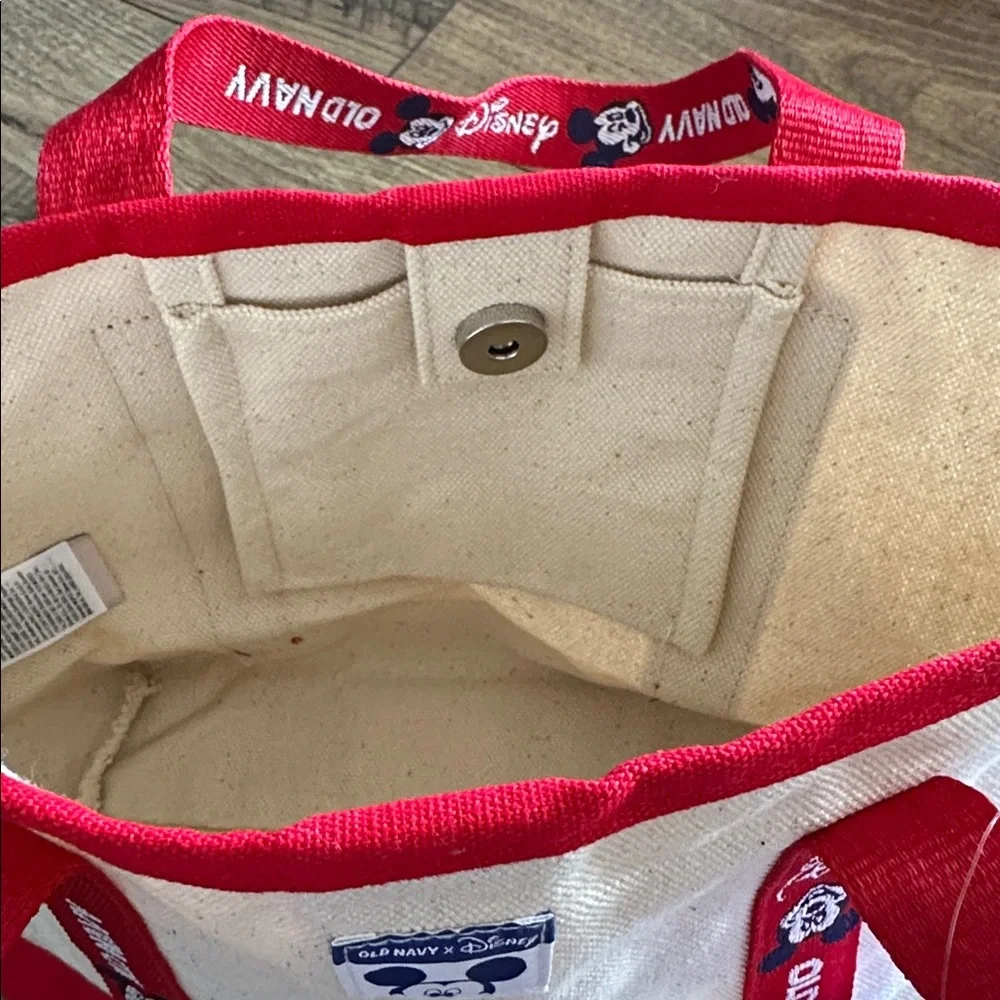 Old Navy x Disney Mickey Canvas Mini Tote - Cream & Red - Picture 3 of 4